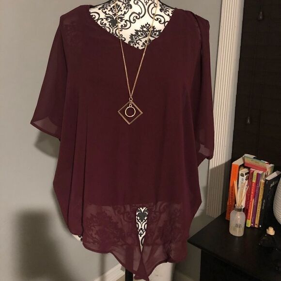 COPY - PURPLE V CUT WOMENS CAREER BLOUSE - Picture 1 of 6